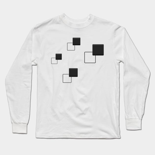 Squares Abstract Art Emboss Black Long Sleeve T-Shirt by Salaar Design Hub